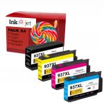 Compatible Pack x4 HP 937e XL (NO usar en impresoras que terminan en E) Cartuchos de Tinta para HP OfficeJet Pro 9110 / 9117 / 9120 / 9122 / 9123 / 9125 / 9128 / 9130 / 9132 / 9133 / 9135 / 9720 / 9730