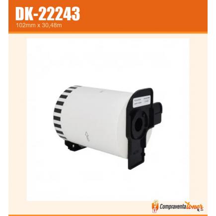 Compatible Brother DK22243 (DK-22243) Etiquetas de Tamaño personalizado - Ancho 102mm x 30,48 metros - Texto negro sobre fondo blanco