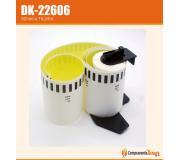 Compatible Brother DK22606 (DK-22606) Etiquetas de Tamaño personalizado - Ancho 62mm x 15,24 metros - Texto negro sobre fondo amarillo