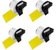 Pack 4x Compatible Brother DK44605 (DK-44605) Etiquetas Removibles de Tamaño personalizado - Ancho 62mm x 30,48 metros - Texto negro sobre fondo amarillo