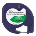 Compatible Dymo LetraTag S0721740 Cinta de Etiquetas para Rotuladora - Texto negro sobre fondo metálico verde - Ancho 12mm x 4 metros (91209)