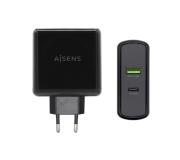 Aisens Cargador para Smartphone 48W 1x USB-C PD3.0 30W, 1x USB-A QC3.0 18W