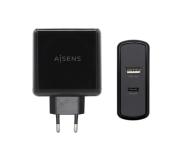 Aisens Cargador para Smartphone 57W 1x USB-C PD3.0 45W, 1x USB-A 5V/2.4A 12W