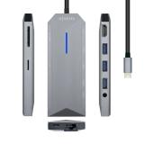 Aisens Dock 9 en 1 Hub USB-C 3.0 con 3x USB-A 3.0, 1x HDMI 1x RJ45, 1x PD 100W, 1x Audio 3.5mm, 1x Lector SD, 1x Lector MicroSD - Carcasa de Aluminio - Cable de 0.15m