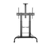 Aisens Soporte de Suelo ECO con Ruedas y Manivela - Bandeja para DVD y Soporte de Camara para Monitor/TV - Hasta 100Kg - De 60 a 100 Pulgadas - Color Negro