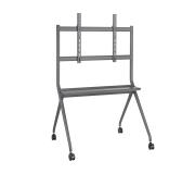 Aisens Soporte de Suelo PRO con Rueda - 1 Bandeja para Pantalla Interactiva/TV 120kg de 50-86 - Color Negro