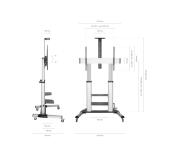 Aisens Soporte de Suelo PRO con Ruedas y Manivela - Bandeja para DVD y Soporte de Camara para Monitor/TV - Hasta 100Kg - De 60 a 100 Pulgadas - Color Negro/Plata