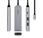 Aisens USB-C Dock 4 en 1 - USB-C a 1xHDMI - 2xUSB - 1xPD - 15cm - Color Gris