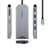 Aisens USB-C Dock 8 en 1 - USB-C a 1xHDMI - 1xRJ45 - 3xUSB - 1xPD - 1xSD - 1xMICRO SD - 15cm - Color Gris