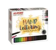 Alpino Color Experience Kit Rotuladores Hand Lettering con 30 unidades - Incluye 1 Rotulador Punta Super Pincel, 1 Rotulador Punta Fina, 1 Rotulador Doble Punta, 1 Lapiz de Grafito, 1 Goma y 24 Rotuladores Pincel - Colores Surtidos