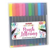 Alpino Color Experience Pack de 12 Rotuladores Brush Lettering - Punta Pincel de 4.55mm - Tinta Base Agua - Colores Vivos y Brillantes - Ideales para Lettering - Colores Surtidos