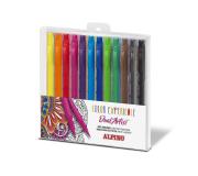 Alpino Color Experience Pack de 12 Rotuladores Doble Punta con Punta Pincel - Forma Triangular Ergonomica - Punta Fine Liner de 0.7mm y Punta Pincel de 2.9mm - Colores Surtidos