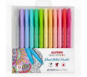 Alpino Color Experience Pack de 12 Rotuladores Pastel Doble Punta - Forma Triangular Ergonomica - Puntas Fine Liner de 0.7mm y Pincel de 2.9mm - Colores Surtidos