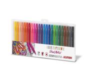 Alpino Color Experience Pack de 24 Rotuladores Doble Punta con Punta Pincel - Forma Triangular Ergonomica - Punta Fine Liner de 0.7mm y Punta Pincel de 2.9mm - Colores Surtidos