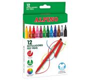 Alpino Pack de 12 Rotuladores Escolares - Punta Fina de 3mm - Superlavables y Brillantes - Ideal para Creatividad y Manualidades - Colores Surtidos