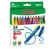Alpino Pack de 24 Maxi Rotuladores Gruesos - Punta de 6mm - Superlavables, Resistentes y Duraderos - Colores Brillantes - Colores Surtidos