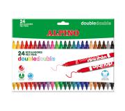 Alpino Pack de 24 Rotuladores de Doble Punta - Caja 20+4 - Pinta Grueso o Fino con un Mismo Rotulador - Superbrillantes y Superlavables - Colores Surtidos
