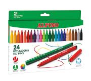 Alpino Pack de 24 Rotuladores Escolares - Punta Fina de 3mm - Superlavables y Brillantes - Desarrolla la Creatividad - Colores Surtidos