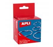 Apli Anillas Articuladas Metalicas 38mm - Acabado Niquelado Duradero - Ideal para Encuadernacion y Scrapbooking - Caja con 20 Anillas