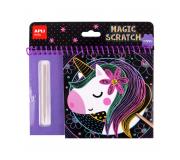Apli Bloc Magic Scratch Happy - 8 Laminas para Rascar - Palito Rascador de Madera - Ilustracion con Imagen de Muestra