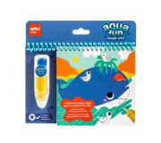 Apli Bloc Pinta y Colorea con Agua Marino - Block con 6 Laminas de Dibujo - Pincel Recargable con Agua - Colorea Una y Otra Vez
