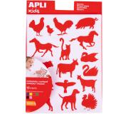 Apli Bolsa de Gomets de Adhesivo Permanente con Formas de Animales de Granja - 204 Gomets por Bolsa - Desarrolla la Psicomotricidad Fina y Cumple con Normas de Calidad y Seguridad