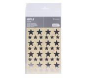 Apli Bolsa de Gomets en Forma de Estrella - Tamaño 12.5mm y 19.5mm - Adhesivo Permanente Plata - 3 Hojas y 120 Gomets - Normas EN-71 y FSC - Adhesivo Base Agua - Libre de Disolventes - Papeles ECF - Materiales 100% Reciclables