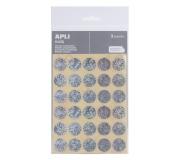 Apli Bolsa de Gomets Redondos Plata Ø 20mm - 90 Unidades - Adhesivo Permanente - Desarrollo de Habilidades y Capacidades - Normas EN-71 y FSC