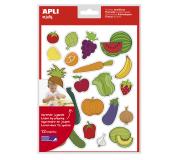 Apli Bolsa de Gomets Tematicos Frutas y Verduras - 276 Gomets - Adhesivo Removible - Desarrollados con Educadores - Ideal para Escuelas - Normas EN-71 y FSC - Coloridos