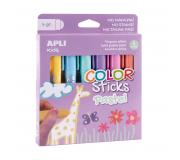 Apli Color Sticks Temperas Solidas - Pack 6 Unidades de 6g en Colores Pastel - Acabado Satinado sin Necesidad de Barniz - Secado Rapido en Menos de 3 Minutos - Efecto Cera o Tempera Segun la Presion Ejercida