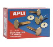 Apli Encuadernadores Metalicos con Arandela - 40mm - Caja de 100 - Aptos para Todo Tipo de Documentos - Incluyen Arandela para Embellecer y Evitar Rozaduras