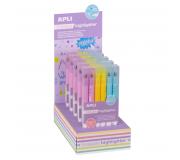 Apli Erasable Highlighter Expositor de 5 Packs de 6 Subrayadores Borrables - Punta Biselada 4mm - Colores Surtidos