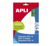 Apli Etiquetas Blancas 34 x 67 mm - Ideal para Escribir sobre Ellas - 10 Hojas