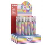 Apli Expositor Boligrafos Gel Pen Twist Colors - 0.8mm - Tinta Que Cambia de Color - Acabado Fluor - 24 Unidades - Secado Rapido y Larga Duracion
