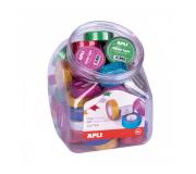 Apli Expositor con 60 Cintas Adhesivas Glitter Opacas 15 mm x 5 m - Facil de Cortar - Colores Surtidos