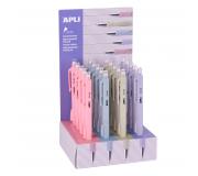 Apli Expositor de 20 Portaminas con Goma 0,7mm - Cuerpo de Colores Pastel Surtidos