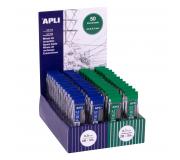 Apli Expositor de 48 Estuches de 50 Minas para Portaminas - Dureza 2B - 24 Estuches de 0,5mm y 24 Estuches de 0,7mm