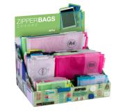 Apli Expositor Zipper Bags de Nylon - Tamaños y Colores Surtidos - Alta Calidad y Durabilidad - Ideal para Documentos, Electronicos y Viajes - Formato B5 para Tablets - Cierre de Cremallera y Transpirable