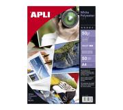 Apli Film Poliester Blanco Adhesivo A4 - Acabado Brillante - Secado Instantaneo - 50 hojas
