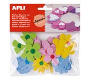 Apli Formas Goma Eva Adhesivas Flores Estampadas 40 U - Faciles de Pegar - Diseños Variados - Ideal para Manualidades