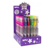 Apli Gel Pen Glitter Live - 48 Boligrafos de Tinta Gel con Purpurina - Resistentes, Secado Rapido y Larga Duracion - Grueso de Escritura de 1mm