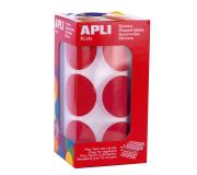 Apli Gomets XL Redondos Ø 33mm Rojos con Adhesivo Permanente - 708 Gomets por Rollo - Ideal para Desarrollar Psicomotricidad Fina