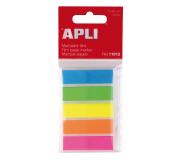 Apli Indices Adhesivos Film 45x12mm 5 Colores Fluorescentes - 25 Indices por Color - Facil de Pegar y Despegar - Ideal para Marcar y Organizar - Practico Tamaño - Color Variado