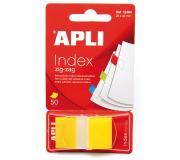 Apli Indices Adhesivos Film Zigzag 45x25mm Dispensador de 50 - Adhesivo Removible - Zigzag para Facil Identificacion - Amarillo