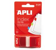Apli Indices Adhesivos Film Zigzag 45x25mm Dispensador de 50 - Faciles de Aplicar - Diseño Zigzag - Rojos