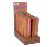 Apli Kraft Collection - Expositor Compacto de 8 Estuches - Estuches de 50x50x210mm - Textura Kraft y Cremallera de Colores Pastel - Flexibles y Resistentes - Cremallera Esmaltada y Resistentes al Agua