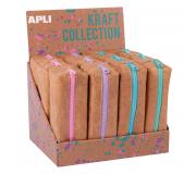 Apli Kraft Collection Expositor de 12 Estuches Compactos con Cremallera de Colores Pastel - Estuches de 185x75x55mm con Gran Capacidad, Flexibilidad y Resistencia - Cremallera Esmaltada, Facil de Limpiar y Resistente al Agua