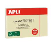 Apli Notas Adhesivas Classic 75x50mm Bloc 100 Hojas - Adhesivo de Calidad - Facil de Despegar - Ideal para Recordatorios - Amarillo