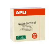 Apli Notas Adhesivas Classic 75x75mm - Cubo de 400 Hojas - Adhesivo de Calidad - Facil de Despegar - Amarillo