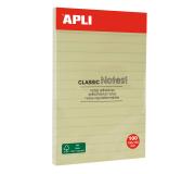 Apli Notas Adhesivas Classic con Lineas 100x150mm - Bloc de 100 Hojas - Adhesivo de Alta Calidad - Facil de Despegar - Amarillo